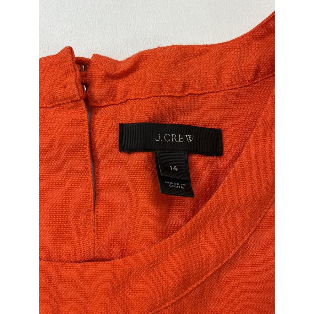 J. Crew Women's Size 14 Drapey Oxford Crepe Blouse Orange Cap Sleeve Style B8702 - Picture 5 of 16